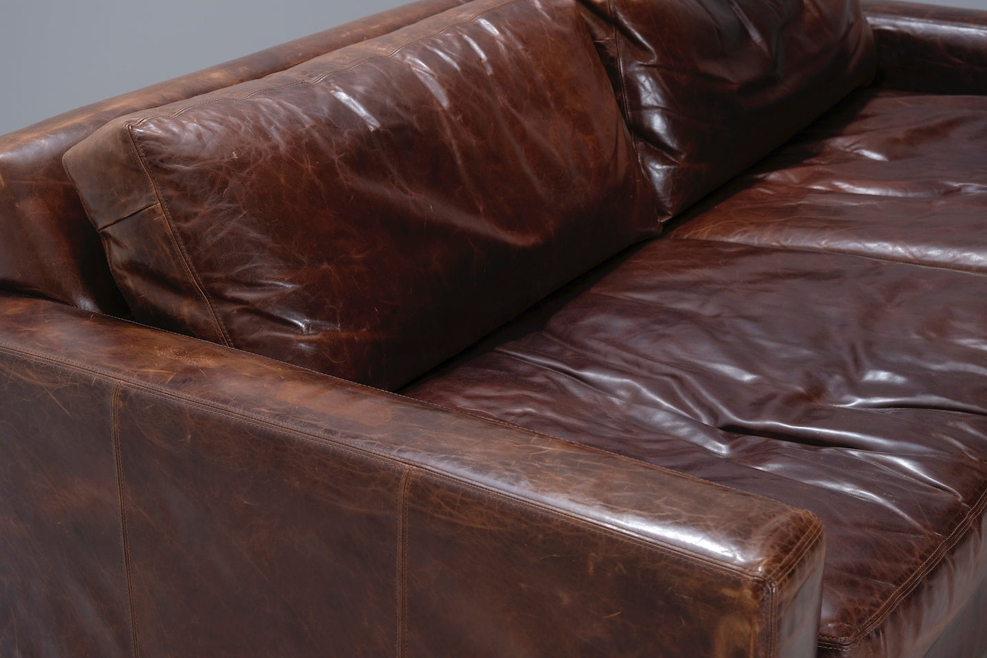 Restoration Hardware 8 Maxwell Leather Sleeper Sofa