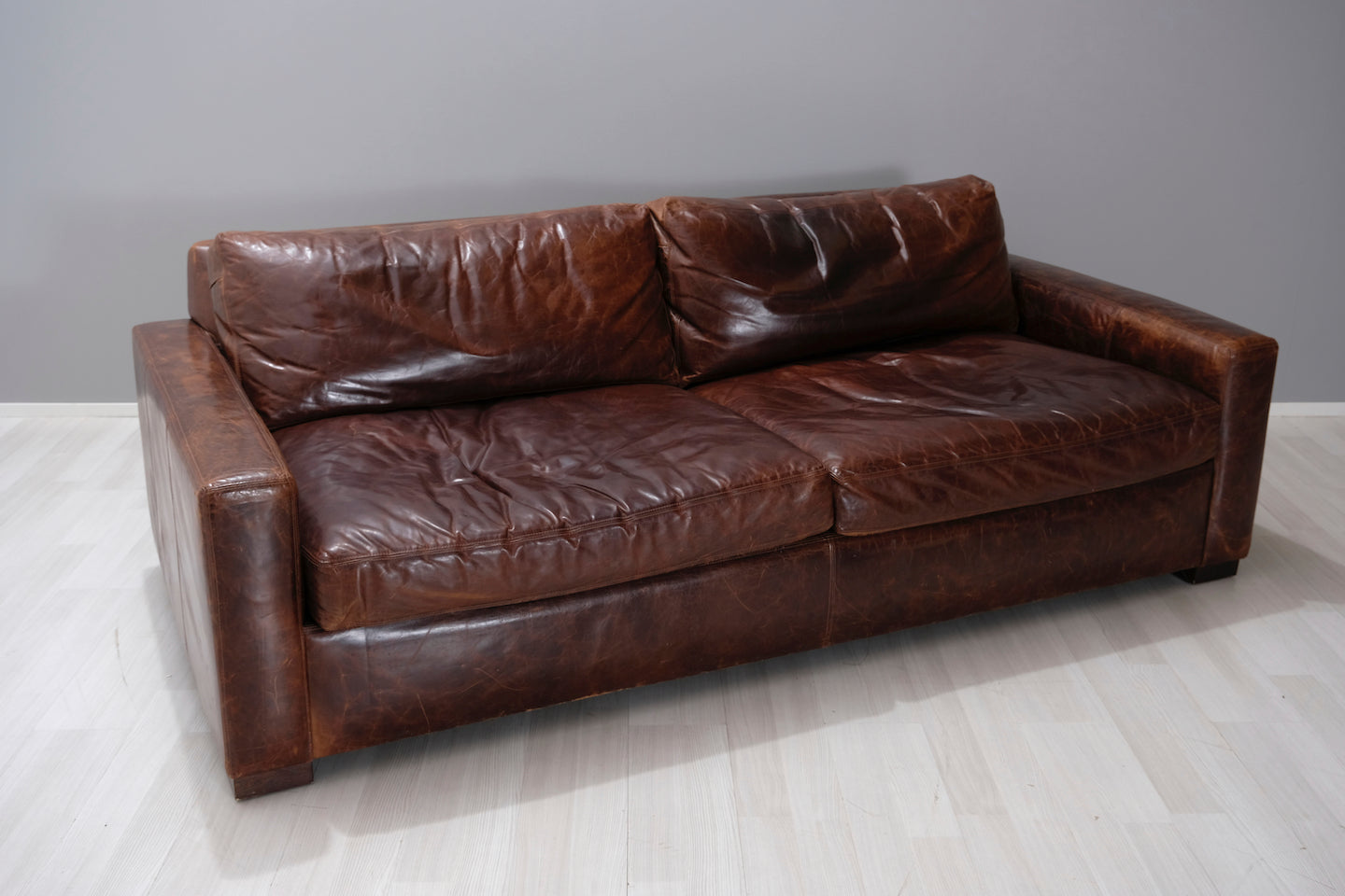 Restoration Hardware 8 Maxwell Leather Sleeper Sofa