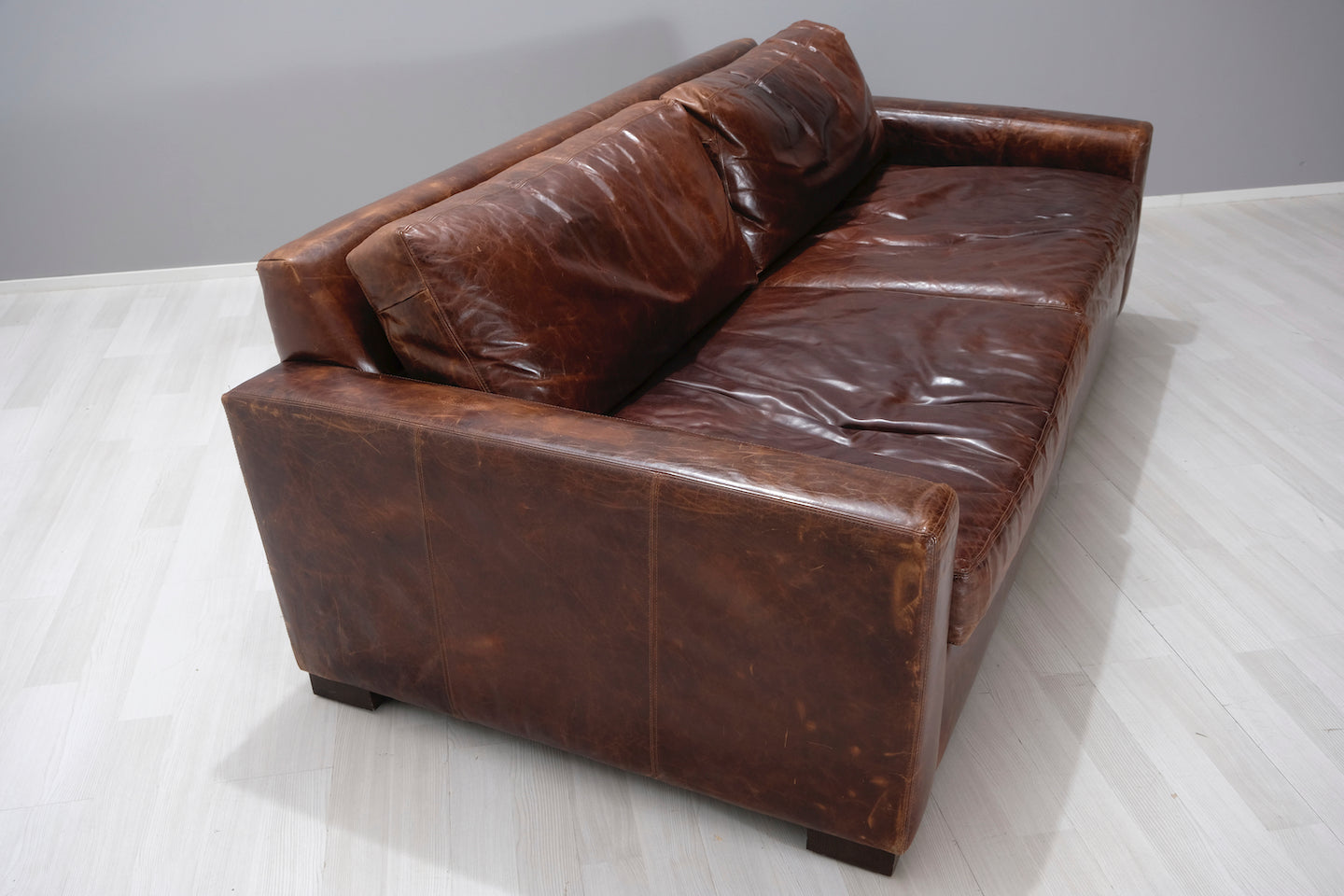 Restoration Hardware 8 Maxwell Leather Sleeper Sofa
