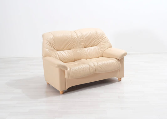2 sitts skinn soffa ecru