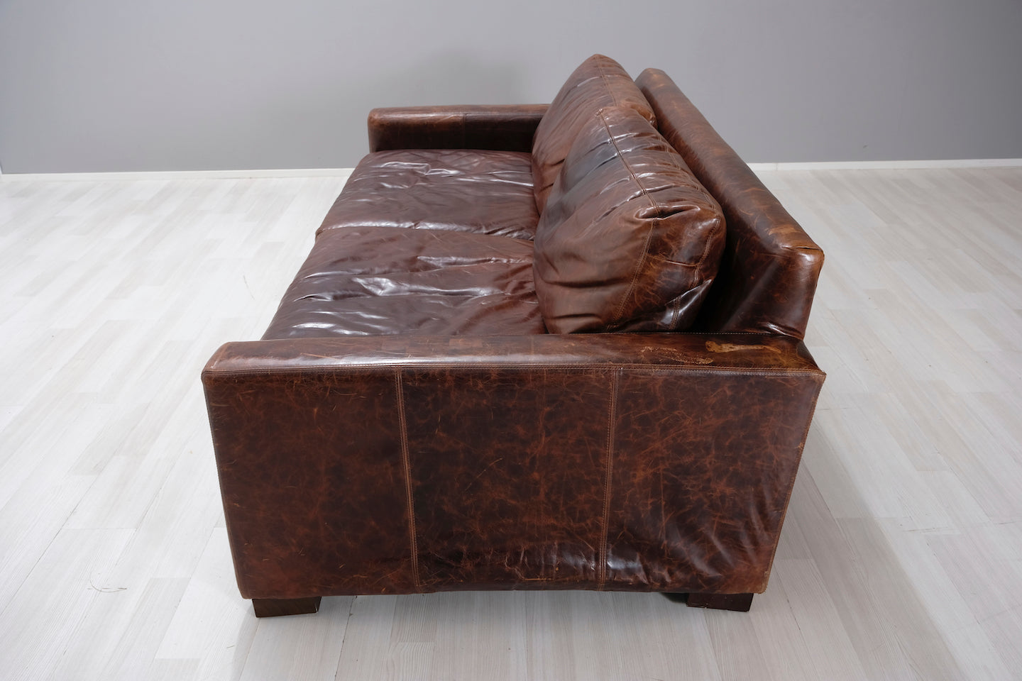 Restoration Hardware 8 Maxwell Leather Sleeper Sofa
